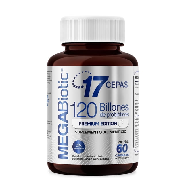 Suplemento Alimenticio 120 Billones 17 Cepas Premium 60 Cápsulas MEGABIOTIC 120 Billones 17 Cepas Premium Edition