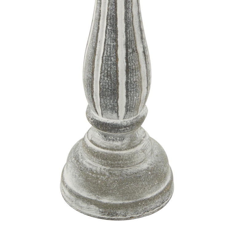 DecMode Gray Wood Pillar Candle Holder Set, 3-Piece photo 4