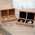 thumbnail image 2 of Double Slot Walnut Wood Ring Box Jewelry Storage Holder Wedding Engagement Case USA, 2 of 12
