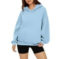 thumbnail image 5 of Women Tops Women's Solid Color Sweatshirt Women's Casual Hoodie Basic Pullover Sweatshirt Soft Comfortable Long Sleeve Hooded Top For Everyday Wear All Season, 5 of 7