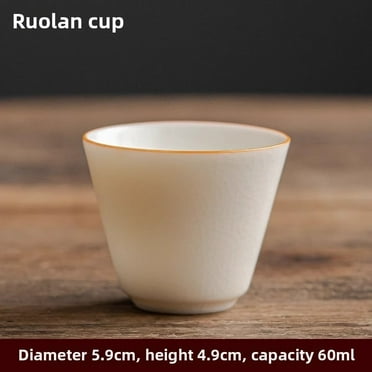 Handmade Ru Kiln White Porcelain Tea Cup Cracked Glaze Ceramic Tea Set Chinese Tea Drinking Cup Gift for Tea Lovers