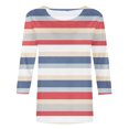 thumbnail image 4 of ICHUANYI Clearance Women's Fashion Three Quarter Sleeve Retro Round Neck Easter Printed Loose Tops Blouse(Navy, XXL) ICHUANYI WER2023080705068, 4 of 4
