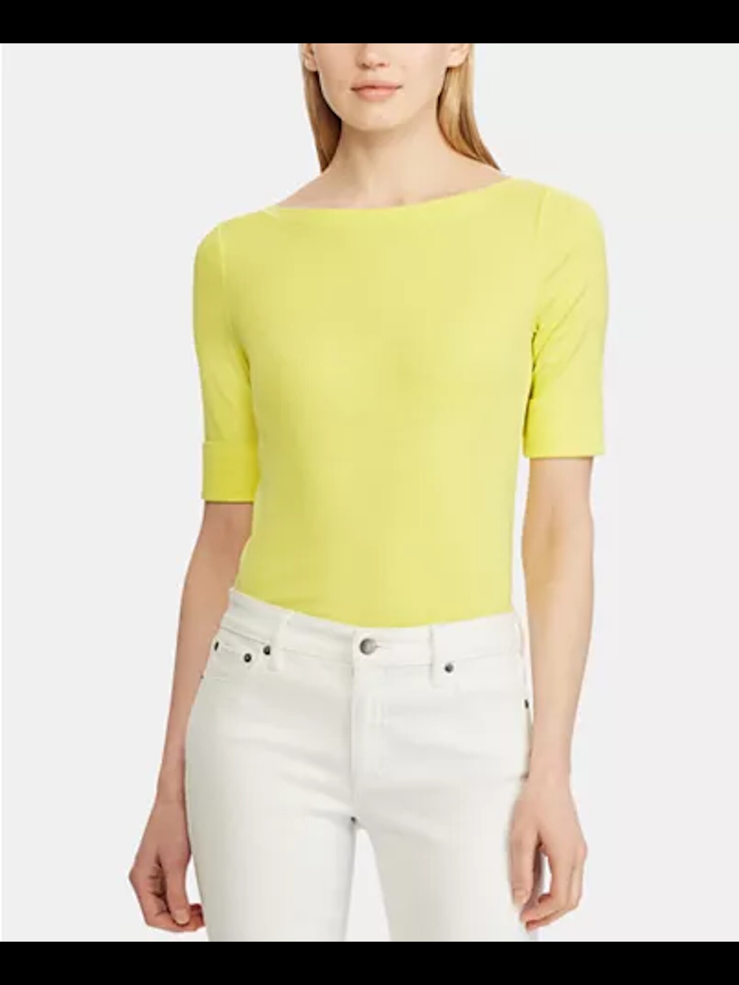 yellow boat neck top