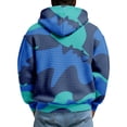 thumbnail image 4 of Men's Hooded Pullover Sweatshirt Waffle Knit Fabric Half Zip Front Drawstring Hood Camouflage Pattern Casual Fit Dark Blue M, 4 of 4