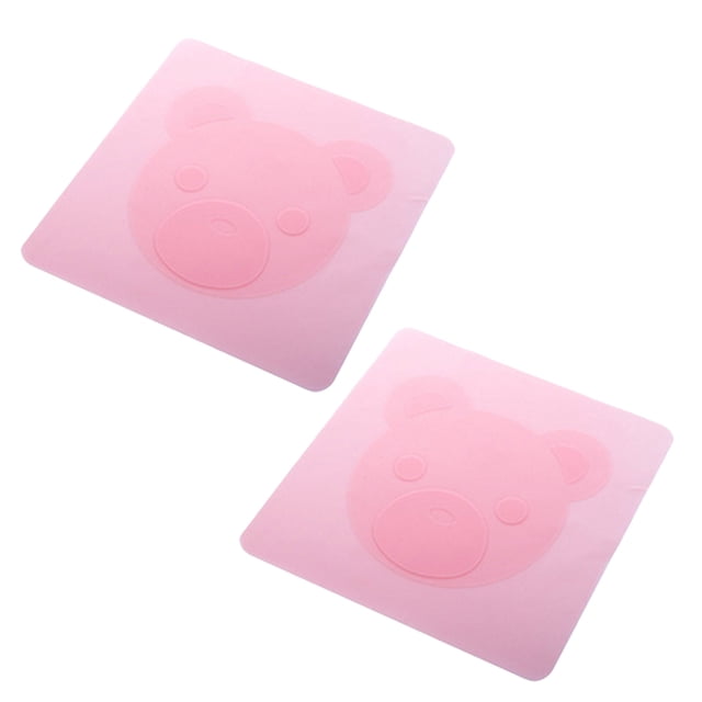 2pcs Cartoon Bear Silicone Bowl Covers Stretch Food Saver Wraps Reusable Expandable Food Lids (Pink)