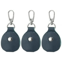 Uxcell Leather Key Fob, Genuine Leather Keys Cover Portable Key Fob Air Tag Holder for Keys ID Key Cards, Blue 3 Pack