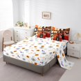 thumbnail image 5 of Manfei Retro Patchwork Halloween Print Twin Bedding for All, Black Orange Ghost Cat Bat Bedding Comforter Set, Halloween Reversible, 7 Pieces, 5 of 7