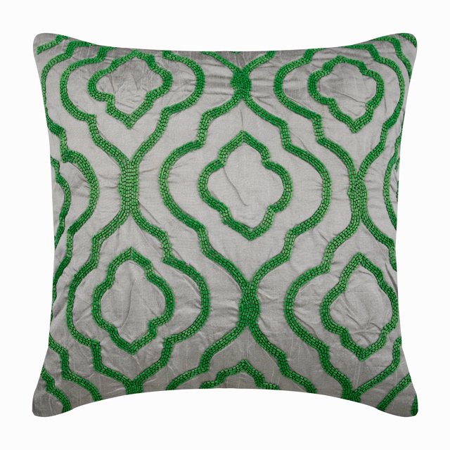 Funda de cojín, funda de almohada gris, funda de almohada geométrica artística, funda de almohada de 30 x 30 cm (12 x 12 pulgadas), funda de almohada cuadrada de seda, funda de almohada con cuentas