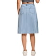 thumbnail image 4 of INSPIRE CHIC Women's Jean Skirts High Waist A Line Elastic Back Waist Casual Knee Length Denim Skirt L Pale Blue, 4 of 7
