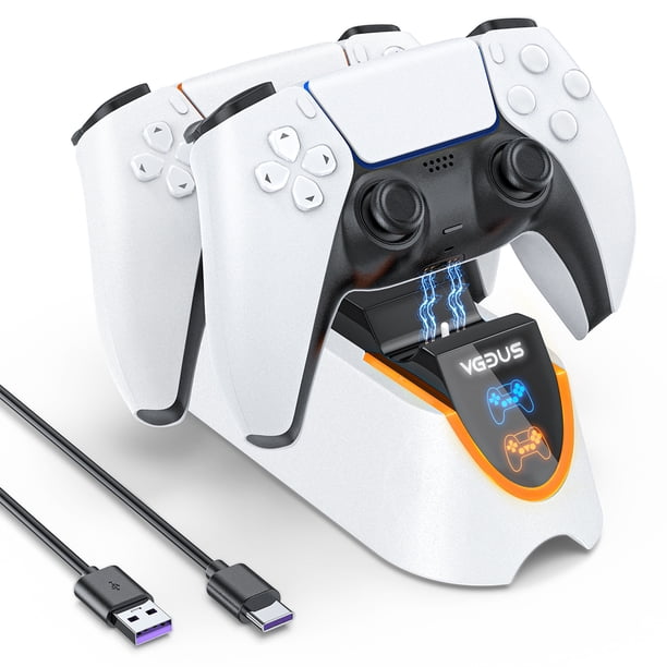 Playstation 5 Controller Estación de Carga, Cargador Dual de Controles para PS 5 Controller, Soporte de Carga Rápida para PS5 con Cable de Carga Tipo-c