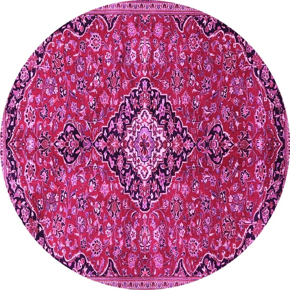 Ahgly Company Indoor Round Medallion Pink Traditional Area Rugs, 8' Round