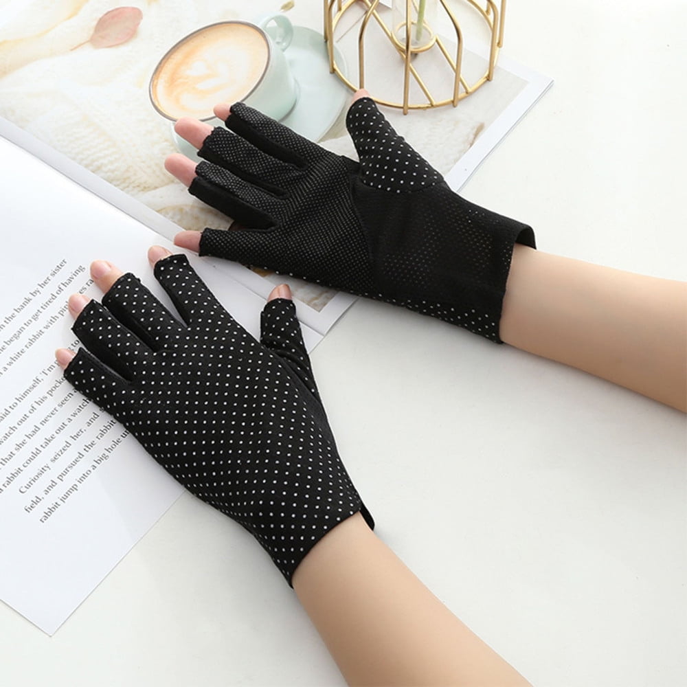 Sun Protection Gloves for Women Sun Protection Gloves Fingerless Sun Gloves  for Men Uv Protection Black 