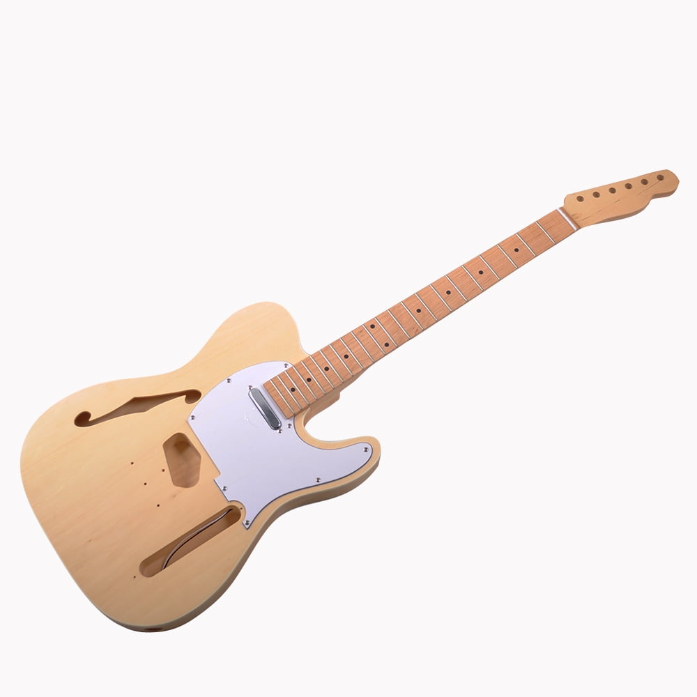 RSW DIY Electric Guitar Kit-Semi-Hollow Basswood Body, Maple Neck and Fingerboard, Chrome Hardware, 22 Frets