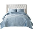 thumbnail image 4 of Barefoot Bungalow Riviera Velvet Finely Stitched Modern Quilt Set, Spa Blue, 3-Piece Full/Queen, 4 of 9