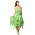 thumbnail image 3 of Sakkas Lady Mary Jacquard Corset Style Bodice Lightweight Handkerchief Hem Dress - Springgreen - Plus Size, 3 of 5