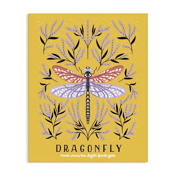 Stupell Industries Dragonfly Symmetry on Yellow Canvas Wall Art, design by Indira Prieto | IndySign