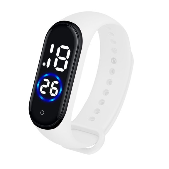 CGZQFEI Sporty Digital LED Watch with Date Display - Flexible Silicone Wristband for Men Women (Day/Night Use) White 1.77x0.78''