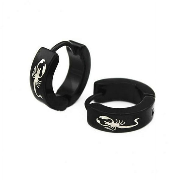 2x 1 Par de Pendientes de Aro de Acero Inoxidable Negro para Hombre Y Mujer 2 piezas