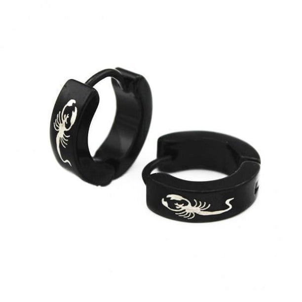 2x 1 Par de Pendientes de Aro de Acero Inoxidable Negro para Hombre Y Mujer 2 piezas