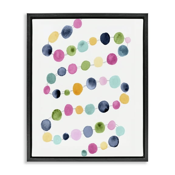 Stupell Industries Pastel Dots Pattern Abstract Painting Black Floater Framed Art Print Wall Art, 17 x 21