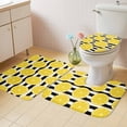 thumbnail image 4 of Summer Lemons Bathroom Rugs Set Cartoon Yellow Fruit Slices Black White Striped Non Slip Absorbent Soft Bath Mats 3 Piece Set with Bathroom Rug, U-Shaped Floor Mat, Toilet Seat Cover Small Size, 4 of 9