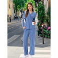 thumbnail image 4 of DARING DIVA Women's Button Down Knit Pajamas Sets S Blue, 4 of 8