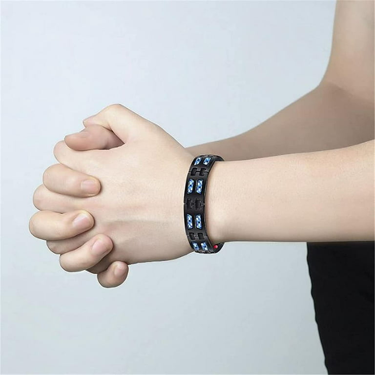 Titanium Power Bracelet Magnétique Carbon Blue Therapy Fit Plus  Magnétothérapie Body Firming Bracelet
