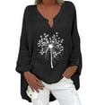 thumbnail image 1 of Hauts Confortables pour Femmes T-Shirt à Manches Longues Automne Ouvert devant Coton Lin Ample Blouse Imprimée, 1 of 4