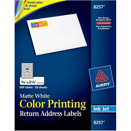 Avery Vibrant Color Printing Address Labels 3 4 X 2 1 4 Matte White 600 Pack Walmart Com 450 Inkjet Address Return To