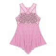 thumbnail image 3 of Hansber Kids Girls Sequins Criss-Cross Back Irregular Hem Ballet Modern Lyrical Dance Dress Pink 8, 3 of 6