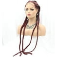 thumbnail image 5 of Wine Red Long Braided Wigs Synthetic Lace Front Wigs for Women 99J Color High Temperature Natural 4x Twist Braids Wigs with Baby Hair, 5 of 6