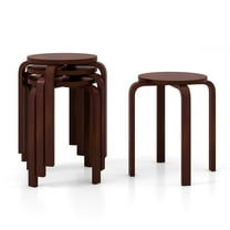 PetFurnishn Set of 4 18" Stacking Stool Round Dining Chair Backless Wood Home Decor Brown