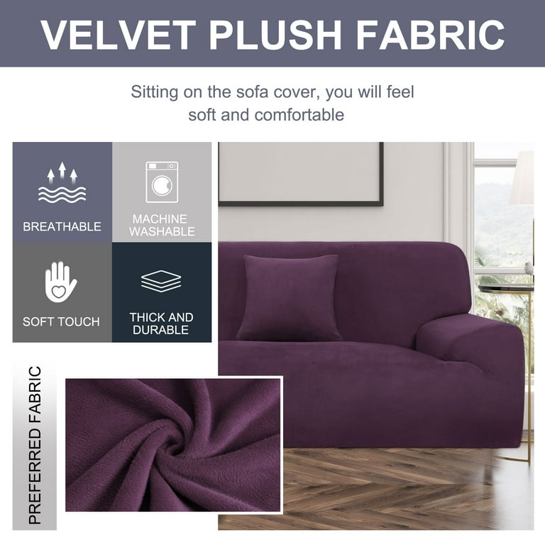 Plush Velvet Loveseat Cover Set Washable Furniture Protector - Melodieux