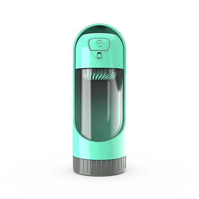 Botella de agua portátil para perros de 300 ml, color verde, antibacteriana, a prueba de fugas y con filtro, adecuada para paseos, caminatas y viajes