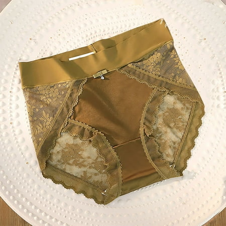Best Deals of the Week: Women s Underwear  Ladies  Mid High Waisted Lace Sexy Hip Lifting And Abdominal Tightening Ice Silk Satin Seamless Lightweight And Breathable Sports Underwear For Ladies