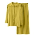 thumbnail image 5 of NMMUED Womens Linen Set, Lounge Sets for Women, Button Down Shirts for Women, Flowy Pants for Women, Matching Sets Women Clothing, Yellow S, 5 of 5
