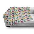 thumbnail image 2 of Dino Soft Flannel Fleece Throw Blanket, Rhythmic Colorful Dinosaurs on Plain Background, Cozy Plush for Indoor and Outdoor Use, 70" x 90", Multicolor, by Ambesonne, 2 of 5