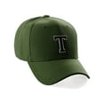 thumbnail image 1 of Classic 3D Raised Initial Letters A to Z Structured Baseball Hat Cap Adjustable, Olive Hat White Black Letter T, 1 of 4