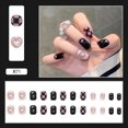 thumbnail image 4 of 24 Piezas de Uñas Postizas Rosadas Manicura Francesa Stick on Nails Bailarina Brillante Prensa en las Uñas, Diseño de Mármol para Mujeres y Niñas Rojo Verde, 4 of 5