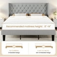 thumbnail image 6 of SHA CERLIN King Size Platform Bed Frame with Fabric Wingback&Tufted Upholstered Headboard, Light Grey, 6 of 9