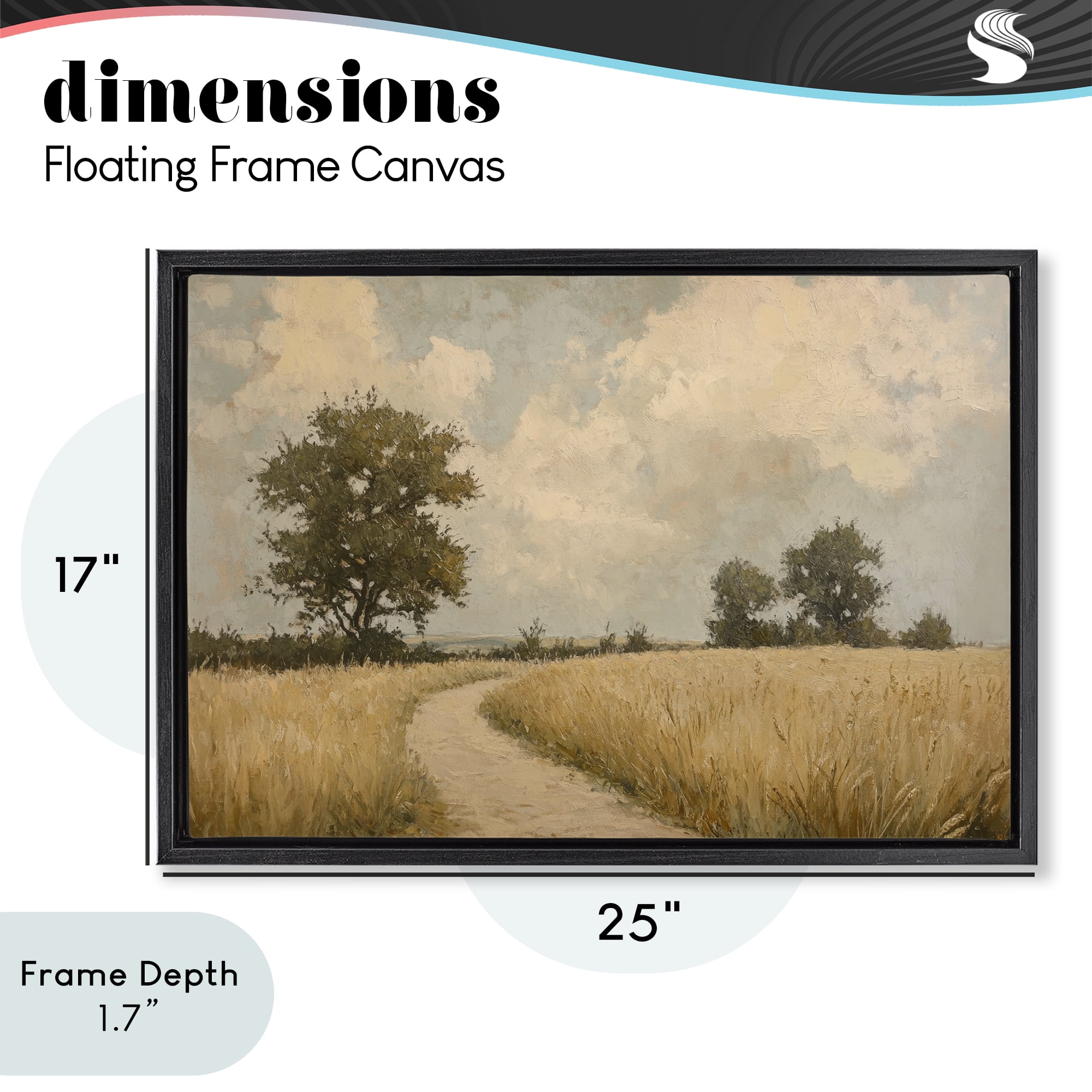 Stupell Industries Soft Field of Wheat Black Framed Floater Canvas Wall Art, design by Petal Prints Design