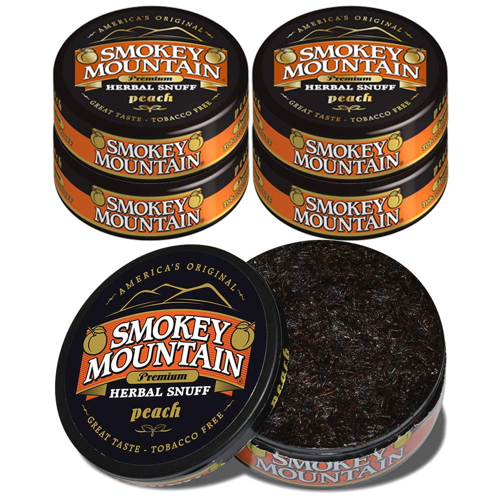 Smokey Mountain Herbal Snuff Peach 5 Cans NicotineFree and