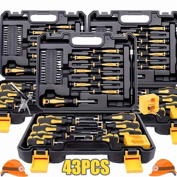 43Pcs Magnetic Precision Screwdriver Set, Interchangeable Bits with Magnetizer Demagnetizer Tool, Ergonomic Handle Magnetic Base, Repair Hand Tool Kit for Electronics, Automotive, Gift for Men