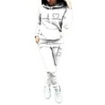 thumbnail image 1 of Fashnice Survêtements pour Femmes Manches Longues Ensemble 2 Pcs Ensemble de Jogging à Capuche Blanc 2TG, 1 of 2