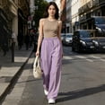 thumbnail image 5 of Lmueinov Wide Leg Pants for Women High Waist Hollow Out Striped Tape Loose Trousers with Pocket Women Trendy 2026 Business Casual Outfits, 5 of 7