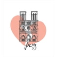 thumbnail image 3 of Notre Dame de Paris Duvet Cover Set, Art Illustration of French Building with Broken Heart, Decorative 3 Piece Bedding Set with 2 Pillow Shams, Queen Size, Blush and Charcoal Grey, by Ambesonne, 3 of 3