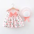 thumbnail image 1 of Vestido de verano con tirantes y estampado de lazo para niña pequeña, con sombrero, Herrnalise, oferta de verano, 1 of 8