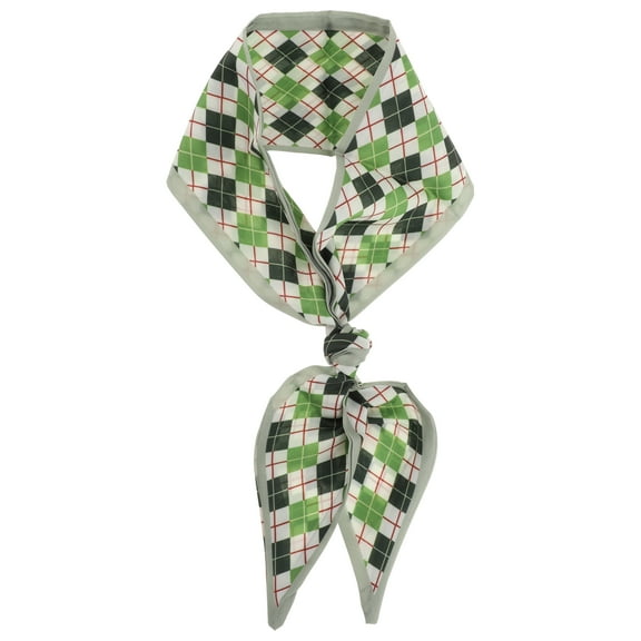 Unique Bargains 1 Pc Scarf Headband Argyle Neck Scarf for Women Green White