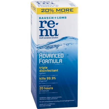 Bausch + Lomb ReNu Advanced Triple Disinfect Formula Multi-Purpose Eye Contact Lens Solution, 12 fl