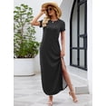 thumbnail image 3 of Chiclily Women's Summer Maxi Dress Loose Short Sleeve T-Shirt Long Dress Floral Casual Side Split Sundress with Pockets, S-2XL, 3 of 9